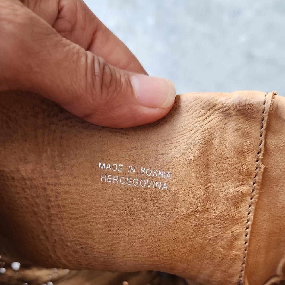 A.S.98 GENE Tan Perforated  Leather Boots with Buckle Detail - Picture 9 of 16